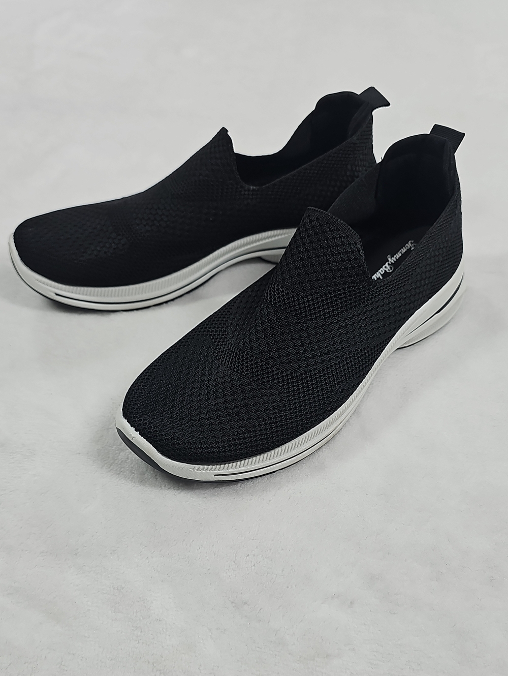 Tommy Bahama Black Knit Slip-On Sneakers with White Sole